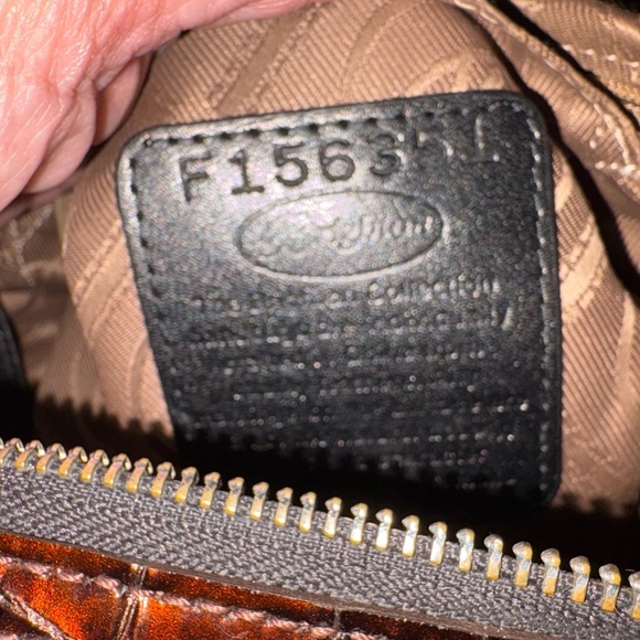 Brighton Charlie Pocket Shoulder Bag – Black Nylon with Brown Croc Patent Trim - Picture 6 of 11